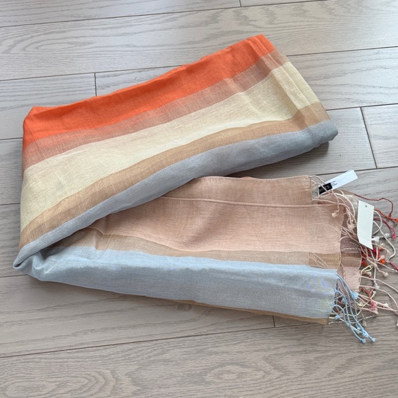 Talbot’s Silk / Cotton Blend Striped Scarf - Picture 7 of 8